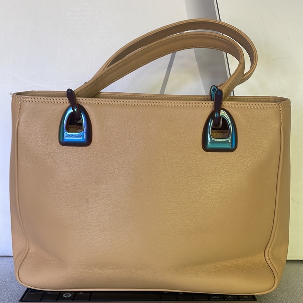 Lancel Lison Camel Leather Tote Bag